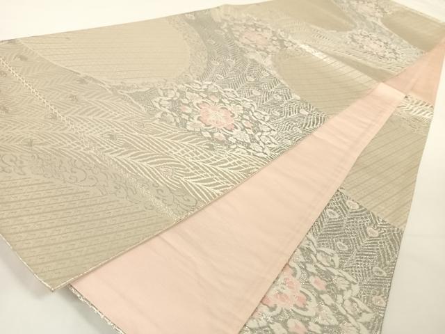 平和屋着物◎六通柄袋帯 正倉院孔雀羽文 銀糸 正絹 逸品 AAAN3290wt