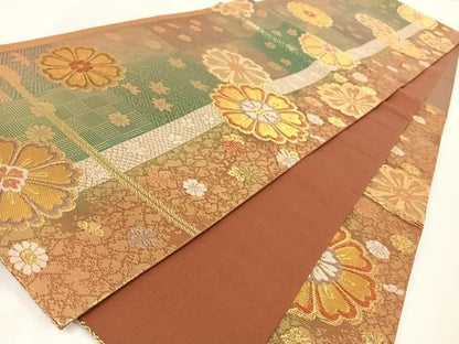 平和屋着物◎六通柄袋帯 舞花間道 金糸 正絹 逸品 AAAN3312wt