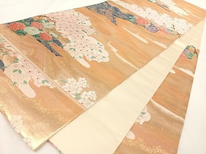 平和屋着物◎六通柄袋帯 唐織 清庭彩花 金糸 正絹 逸品 AAAN3323wt