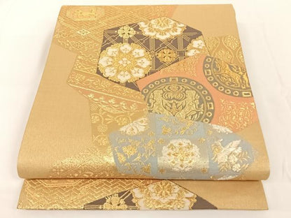 平和屋着物◎六通柄袋帯 正倉院画譜 正倉院裂取重文 金銀糸 正絹 逸品 AAAN3327wt