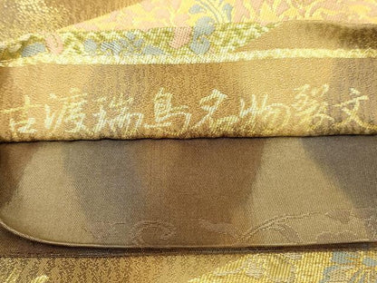 平和屋着物◎両面六通柄袋帯 古渡瑞鳥名物裂文 金糸 正絹 逸品 AAAN3437tm