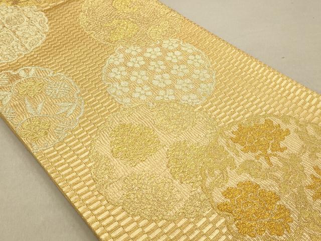 平和屋着物◎六通柄袋帯 花丸文 金糸 正絹 逸品 AAAN3445tm