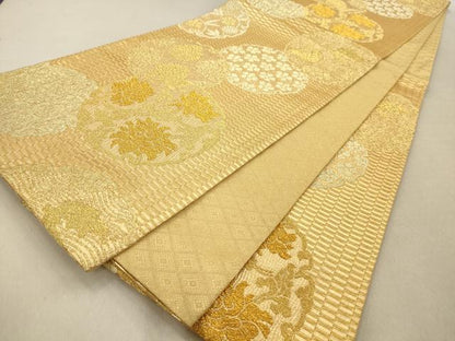 平和屋着物◎六通柄袋帯 花丸文 金糸 正絹 逸品 AAAN3445tm