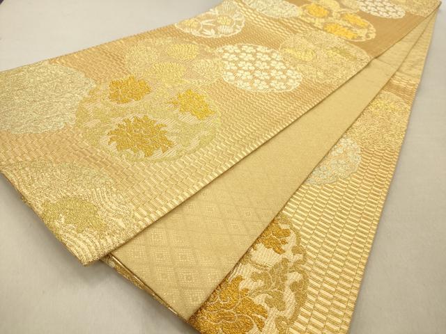 平和屋着物◎六通柄袋帯 花丸文 金糸 正絹 逸品 AAAN3445tm