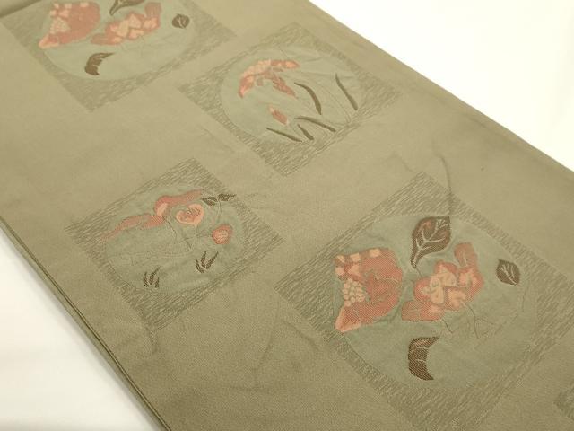 平和屋着物◎六通柄袋帯 色紙草花文 正絹 逸品 AAAN3482tm