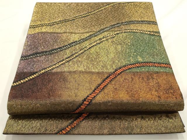 平和屋着物◎六通柄袋帯 音海紋 霞文 引箔 正絹 逸品 AAAN3483tm