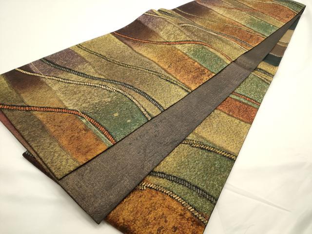 平和屋着物◎六通柄袋帯 音海紋 霞文 引箔 正絹 逸品 AAAN3483tm