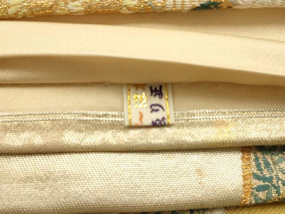 平和屋着物◎六通柄袋帯 冊子草花文 金糸 引箔 正絹 逸品 AAAN3500tm