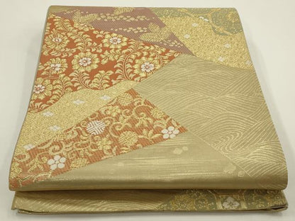 平和屋着物◎六通柄袋帯 切嵌 金糸 正絹 逸品 AAAN3596tg