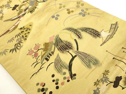 平和屋着物●六通柄袋帯 唐織 風景文 正絹 逸品 AAAN3760az