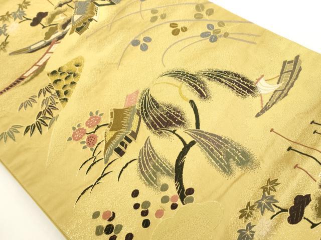 平和屋着物●六通柄袋帯 唐織 風景文 正絹 逸品 AAAN3760az