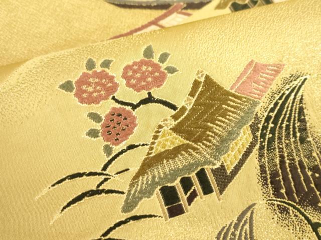 平和屋着物●六通柄袋帯 唐織 風景文 正絹 逸品 AAAN3760az
