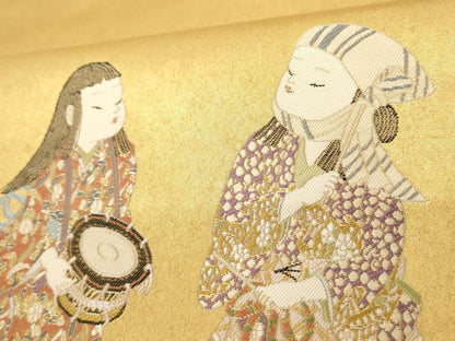 平和屋着物●西陣 長嶋成織物 ながしま帯 加賀友禅の巨匠 初代 由水十久 瀞金錦 太鼓柄袋帯 はやし 本金箔 正絹 逸品 AAAN3775az