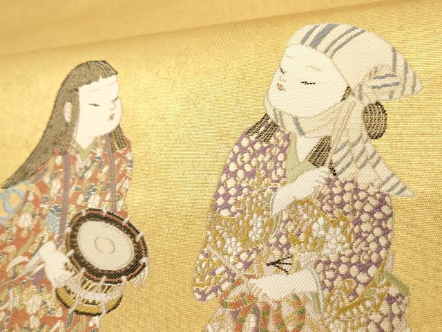 平和屋着物●西陣 長嶋成織物 ながしま帯 加賀友禅の巨匠 初代 由水十久 瀞金錦 太鼓柄袋帯 はやし 本金箔 正絹 逸品 AAAN3775az