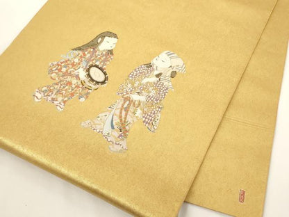 平和屋着物●西陣 長嶋成織物 ながしま帯 加賀友禅の巨匠 初代 由水十久 瀞金錦 太鼓柄袋帯 はやし 本金箔 正絹 逸品 AAAN3775az