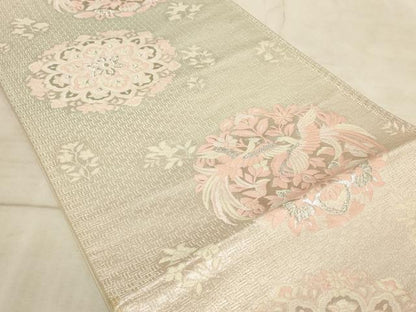 平和屋着物◎六通柄袋帯　唐織　正倉院鳳凰花文　銀糸　正絹　逸品　AAAN4418pf
