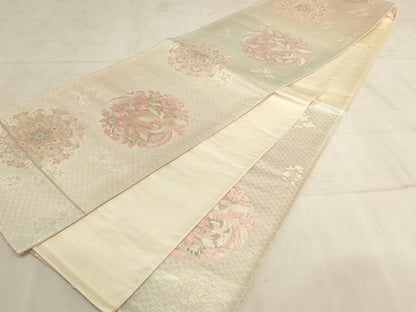 平和屋着物◎六通柄袋帯　唐織　正倉院鳳凰花文　銀糸　正絹　逸品　AAAN4418pf