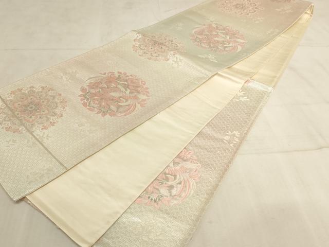 平和屋着物◎六通柄袋帯　唐織　正倉院鳳凰花文　銀糸　正絹　逸品　AAAN4418pf
