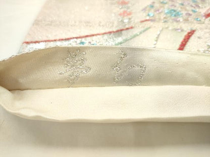 平和屋着物◎六通柄袋帯 夢幻 流水花文 銀糸 正絹 逸品 AAAN4494pf