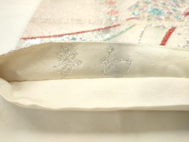 平和屋着物◎六通柄袋帯 夢幻 流水花文 銀糸 正絹 逸品 AAAN4494pf