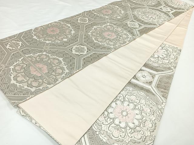 平和屋着物◎六通柄袋帯 唐織 蜀江花文 銀糸 正絹 逸品 AAAN4520dx