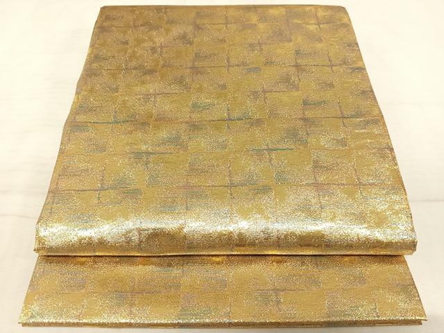 平和屋着物◎全通柄袋帯 石畳 霞文 金糸 正絹 逸品 AAAN4545dx