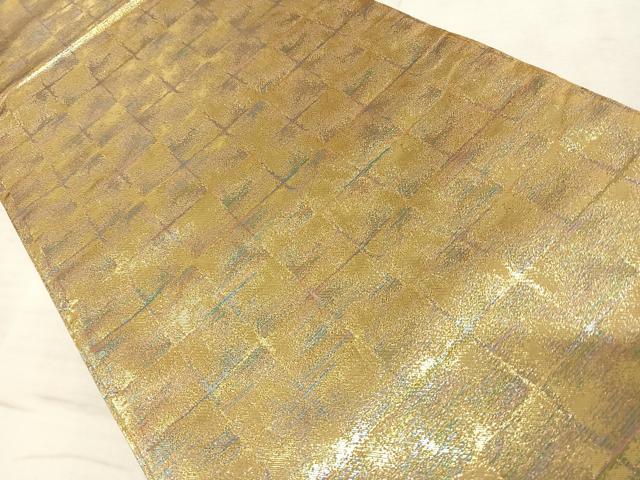 平和屋着物◎全通柄袋帯 石畳 霞文 金糸 正絹 逸品 AAAN4545dx