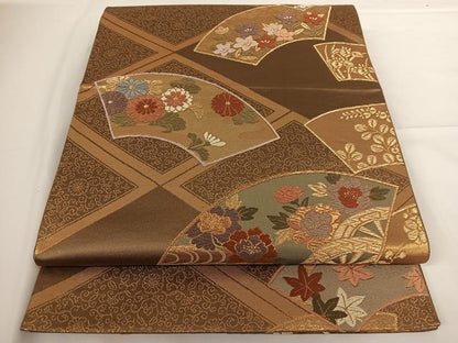 平和屋着物◎六通柄袋帯 唐織 地紙草花文 金糸 正絹 逸品 AAAN4572dx