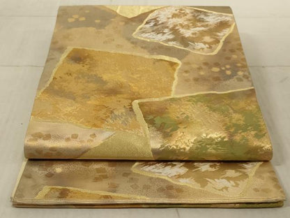 平和屋着物◎六通柄袋帯 色紙重ね箔散らし文 金糸 引箔 正絹 逸品 AAAN4865ou