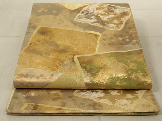 平和屋着物◎六通柄袋帯 色紙重ね箔散らし文 金糸 引箔 正絹 逸品 AAAN4865ou
