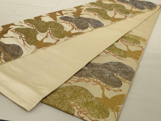 平和屋着物◎六通柄袋帯 飛鶴松文 金糸 正絹 逸品 AAAN4876ou