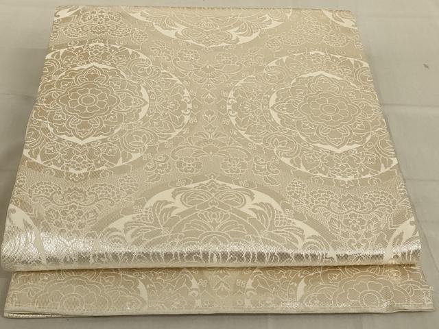 平和屋着物◎六通柄袋帯 正倉院花文 銀糸 正絹 逸品 AAAN4891ou