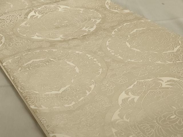 平和屋着物◎六通柄袋帯 正倉院花文 銀糸 正絹 逸品 AAAN4891ou