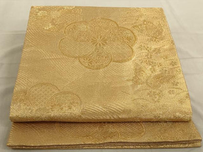 平和屋着物◎六通柄袋帯 流水花蝶文 金糸 正絹 逸品 AAAN4892ou
