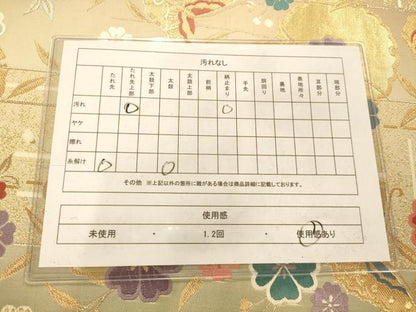 平和屋着物◎六通柄袋帯 唐織 雪輪枝垂れ花舞蝶文 金糸 正絹 逸品 AAAN5212fw