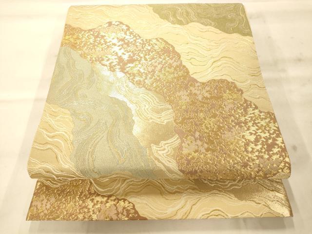 平和屋着物◎六通柄袋帯 道長霞文 金糸 正絹 逸品 AAAN5232fw
