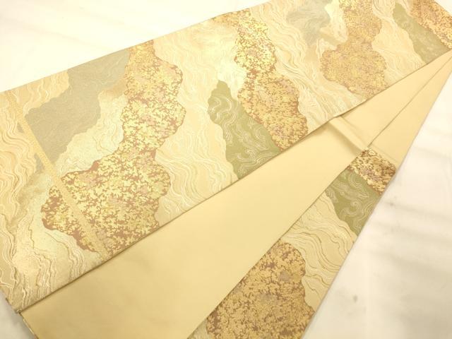 平和屋着物◎六通柄袋帯 道長霞文 金糸 正絹 逸品 AAAN5232fw