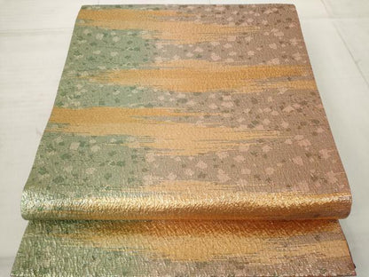 平和屋着物◎六通柄袋帯 霞文 金糸 正絹 逸品 AAAN5523st