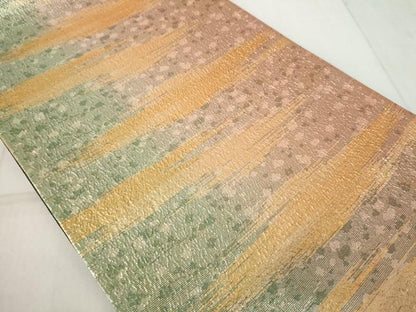 平和屋着物◎六通柄袋帯 霞文 金糸 正絹 逸品 AAAN5523st