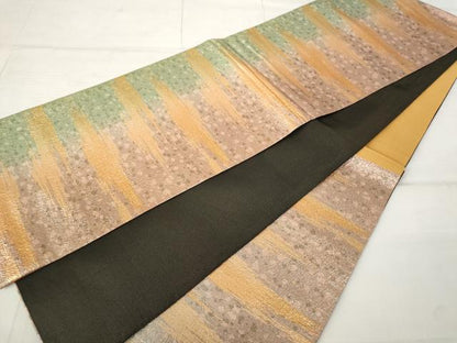 平和屋着物◎六通柄袋帯 霞文 金糸 正絹 逸品 AAAN5523st