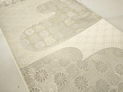 平和屋着物◎六通柄袋帯 吉祥文 銀糸 正絹 逸品 AAAN5535st