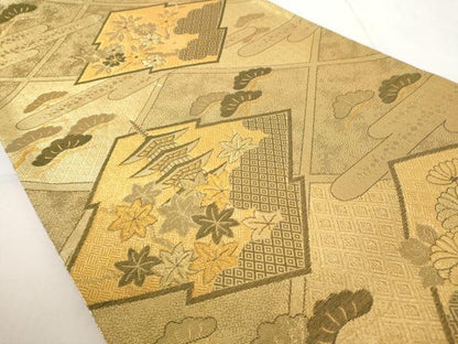 平和屋着物◎佐賀錦　六通柄袋帯　吉祥花文　金糸　正絹　逸品　AAAN5537st
