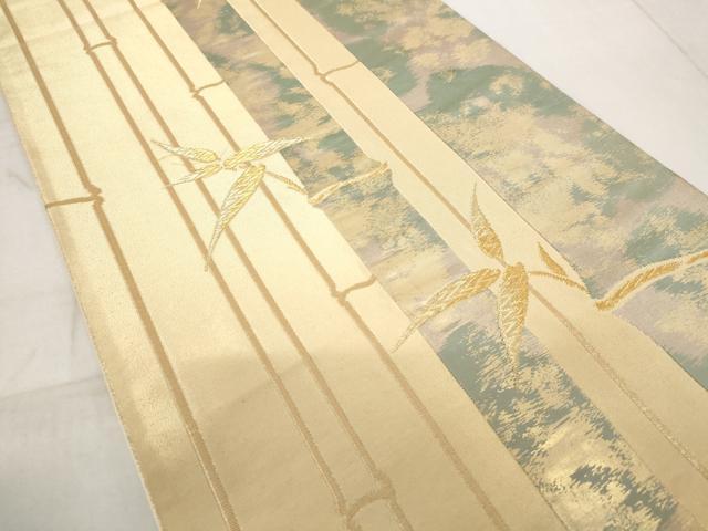 平和屋着物◎六通柄袋帯 笹竹文 金糸 正絹 逸品 AAAN5539st