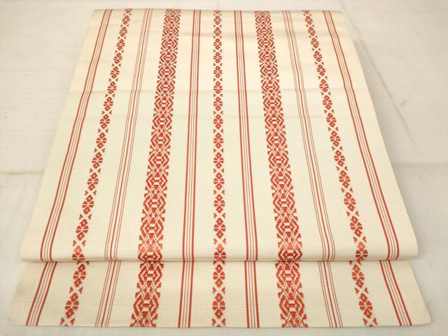 平和屋着物◎本場筑前博多織　八寸名古屋帯　献上文　正絹　逸品　AAAN5558st