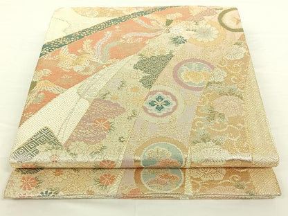 平和屋着物◎佐賀錦 六通柄袋帯 熨斗目能衣文 金銀糸 正絹 逸品 AAAN6276jh