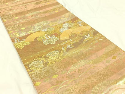 平和屋着物◎六通柄袋帯 螺鈿織 鳳凰地紙文 金糸 正絹 逸品 AAAN6338jh