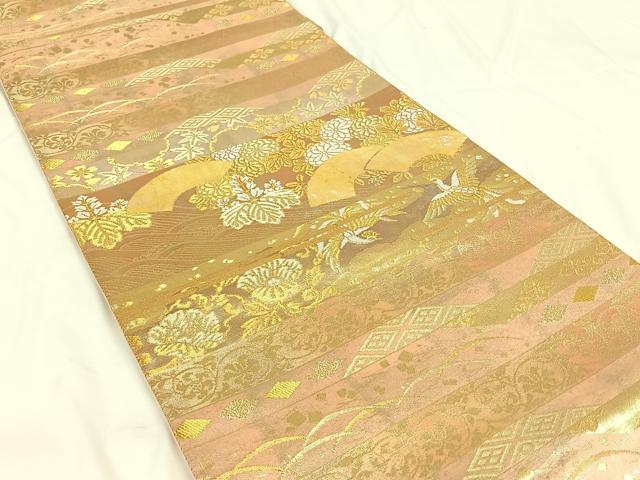 平和屋着物◎六通柄袋帯 螺鈿織 鳳凰地紙文 金糸 正絹 逸品 AAAN6338jh