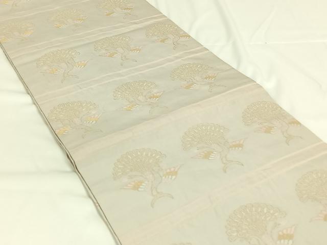 平和屋着物◎全通柄袋帯　孔雀文　金糸　正絹　逸品　AAAN6341jh