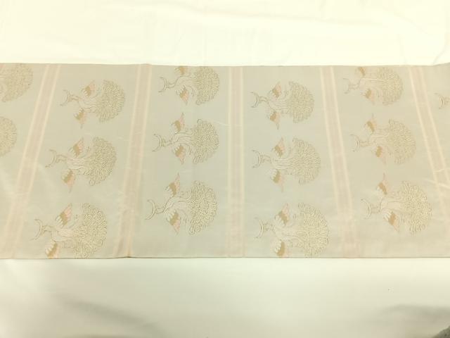 平和屋着物◎全通柄袋帯　孔雀文　金糸　正絹　逸品　AAAN6341jh