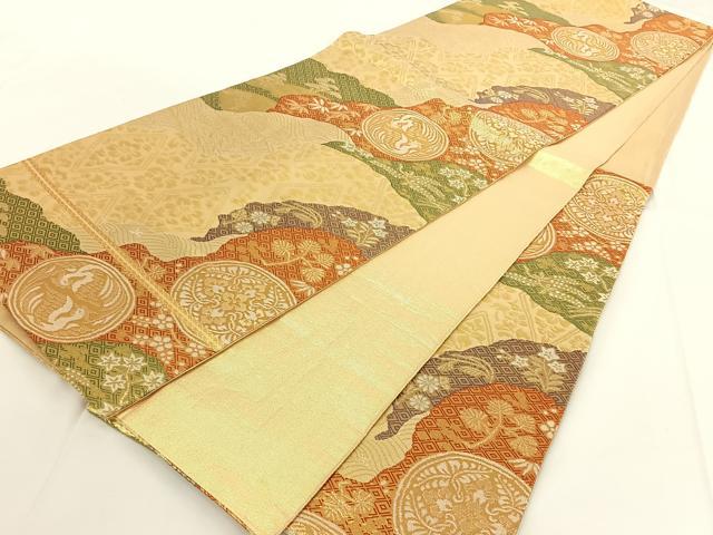 平和屋着物◎佐賀錦 六通柄袋帯 道長文 金糸 正絹 逸品 AAAN6345jh